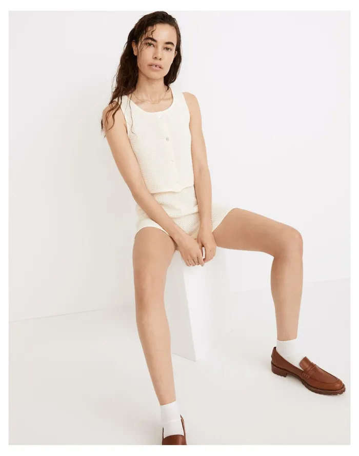 Women Donni Waffle Vest Creme Madewell Sweatshirts and Sweatpants