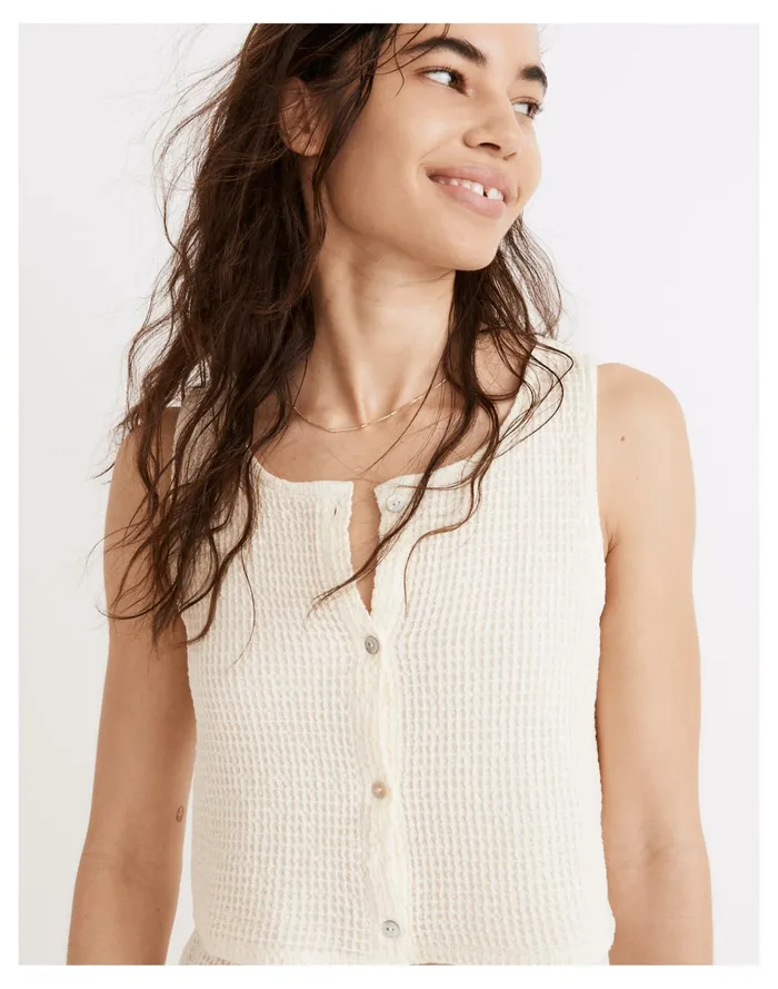 Women Donni Waffle Vest Creme Madewell Sweatshirts and Sweatpants Women Donni Waffle Vest Creme Madewell Sweatshirts and Sweatpants