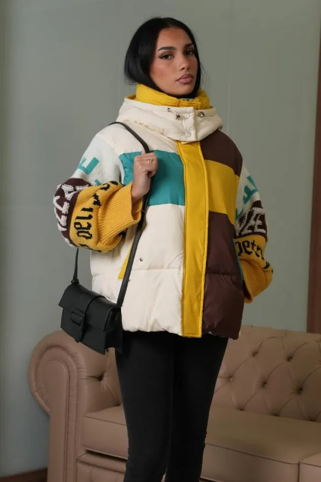 Women Doudoune BiMatire Colore Yellow Brentiny Paris White Tops