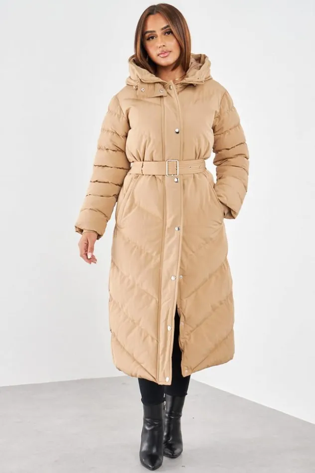 Women Doudoune Camel Longue Matelasse Et Ceinture Camel Brentiny Paris White Tops Women Doudoune Camel Longue Matelasse Et Ceinture Camel Brentiny Paris White Tops