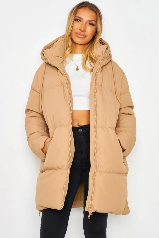 Women Doudoune Camel Matelasse Capuche Camel Brentiny Paris Parkas And Down Jackets