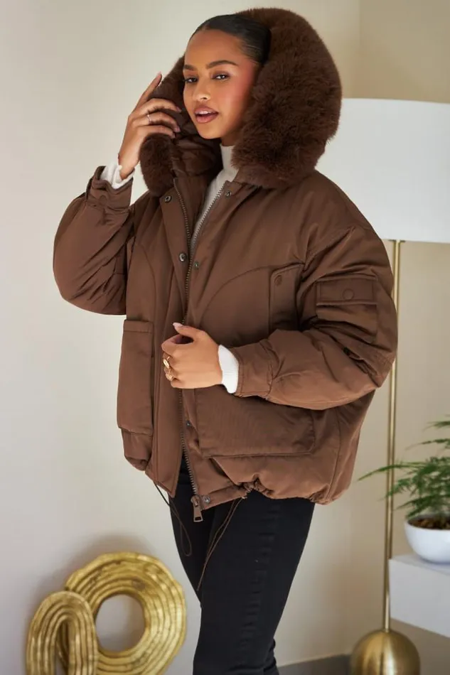 Women Doudoune Courte Marron Capuche En Fourrure Brown Brentiny Paris Parkas And Down Jackets Women Doudoune Courte Marron Capuche En Fourrure Brown Brentiny Paris Parkas And Down Jackets