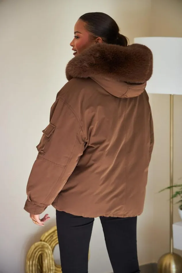 Women Doudoune Courte Marron Capuche En Fourrure Brown Brentiny Paris Parkas And Down Jackets Women Doudoune Courte Marron Capuche En Fourrure Brown Brentiny Paris Parkas And Down Jackets