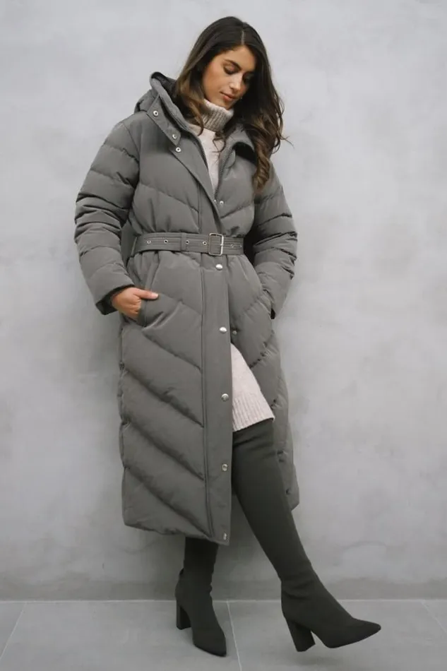 Women Doudoune Grise Longue Matelasse Et Ceinture Grey Brentiny Paris White Tops Women Doudoune Grise Longue Matelasse Et Ceinture Grey Brentiny Paris White Tops