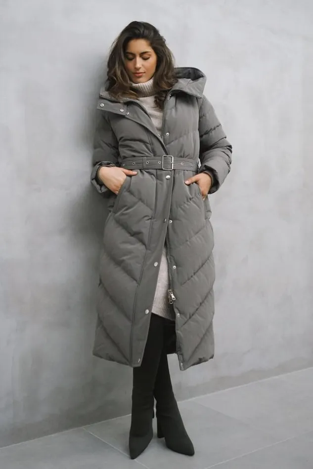 Women Doudoune Grise Longue Matelasse Et Ceinture Grey Brentiny Paris White Tops Women Doudoune Grise Longue Matelasse Et Ceinture Grey Brentiny Paris White Tops