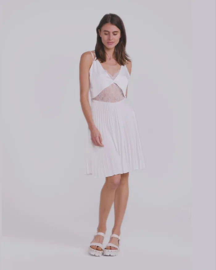 Women Dresses Belle and Bloom Feel It Still Lace Trim Mini Dress 8211 White