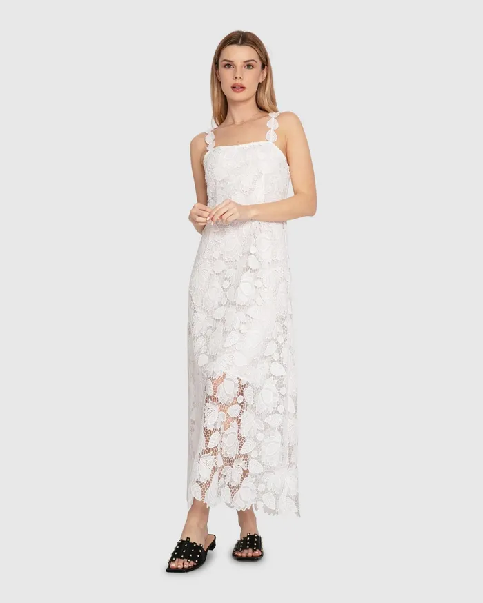 Women Dresses Belle and Bloom Songbird Lace Maxi Dress 8211 White