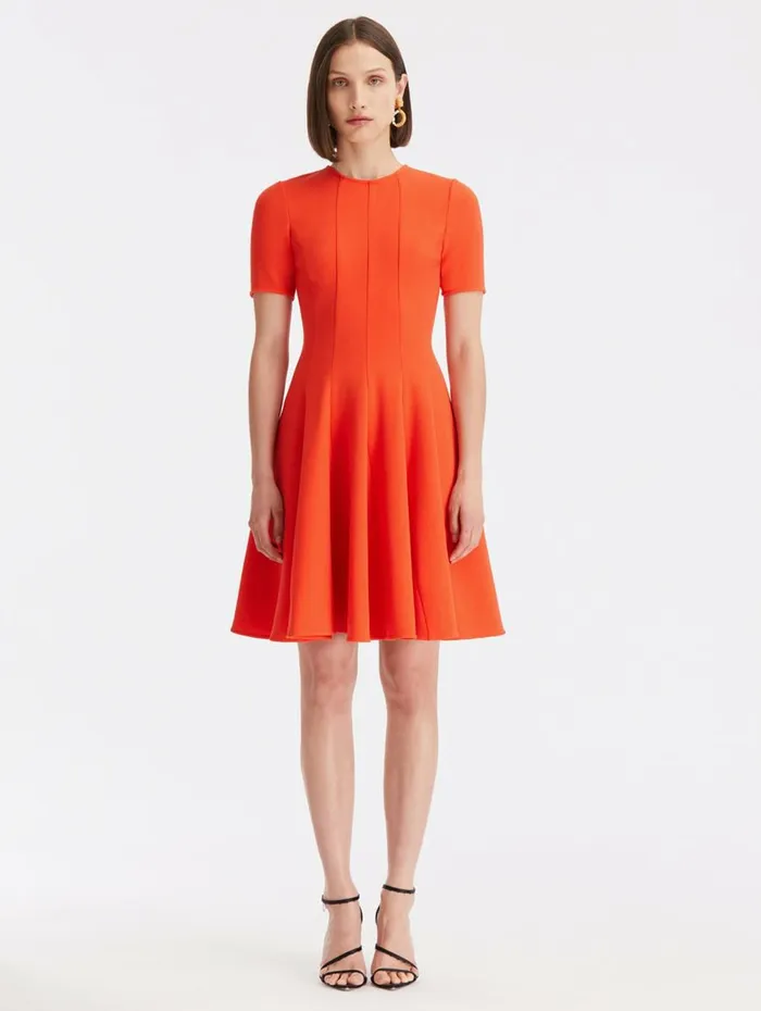 Women Dresses Oscar De La Renta Circular Cut Panel Dress Vermilion