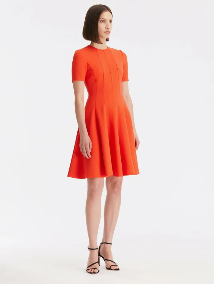 Women Dresses Oscar De La Renta Circular Cut Panel Dress Vermilion Women Dresses Oscar De La Renta Circular Cut Panel Dress Vermilion