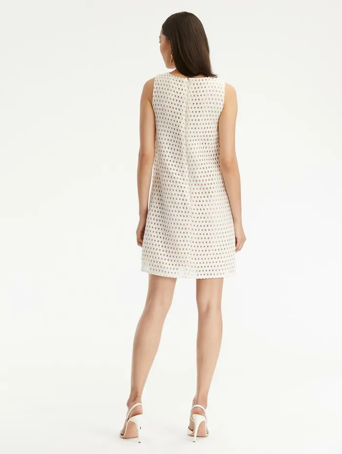 Women Dresses Oscar De La Renta Lattice Tweed Shift Dress Ivory Women Dresses Oscar De La Renta Lattice Tweed Shift Dress Ivory
