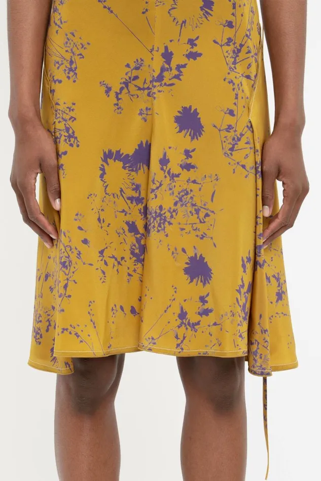 Women Dresses Victoria Beckham Draped Sleeve Dress In Yellow Ochre