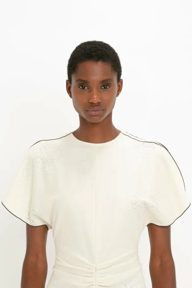 Women Dresses Victoria Beckham Gathered Waist Midi Dress In Cream