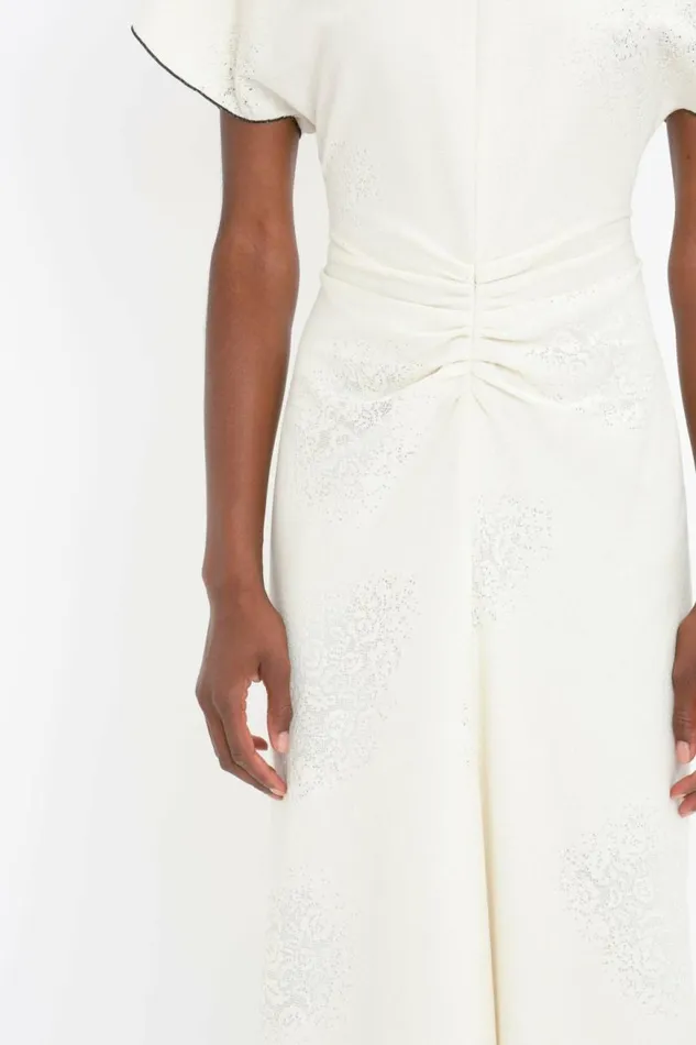 Women Dresses Victoria Beckham Gathered Waist Midi Dress In Cream