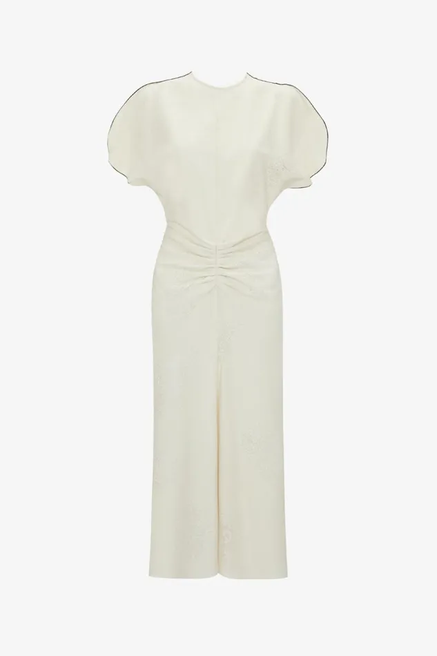 Women Dresses Victoria Beckham Gathered Waist Midi Dress In Cream