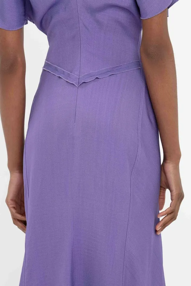 Women Dresses Victoria Beckham Gathered Waist Midi Dress In Violet