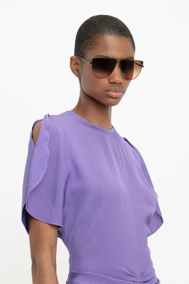 Women Dresses Victoria Beckham Gathered Waist Midi Dress In Violet