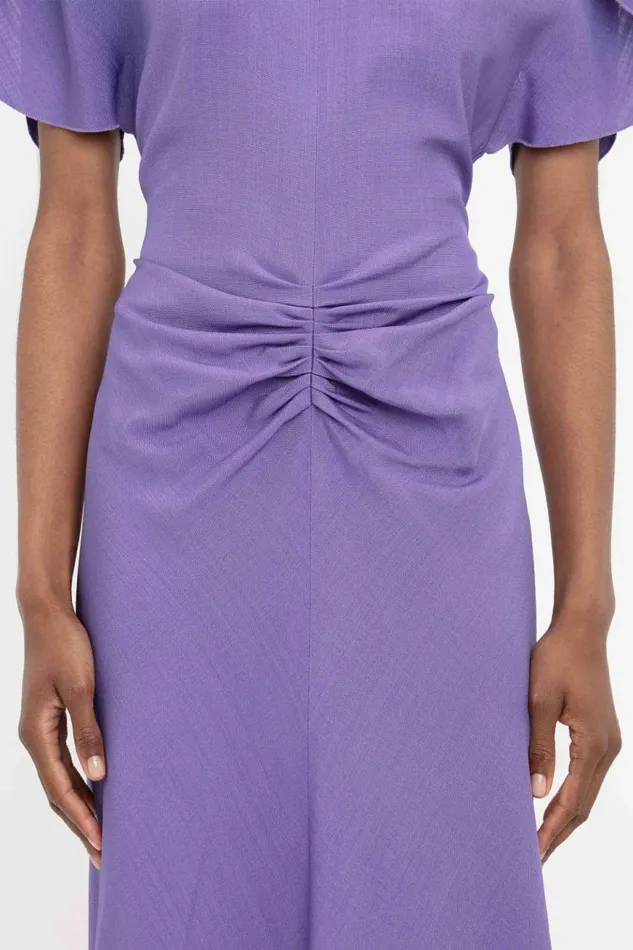 Women Dresses Victoria Beckham Gathered Waist Midi Dress In Violet