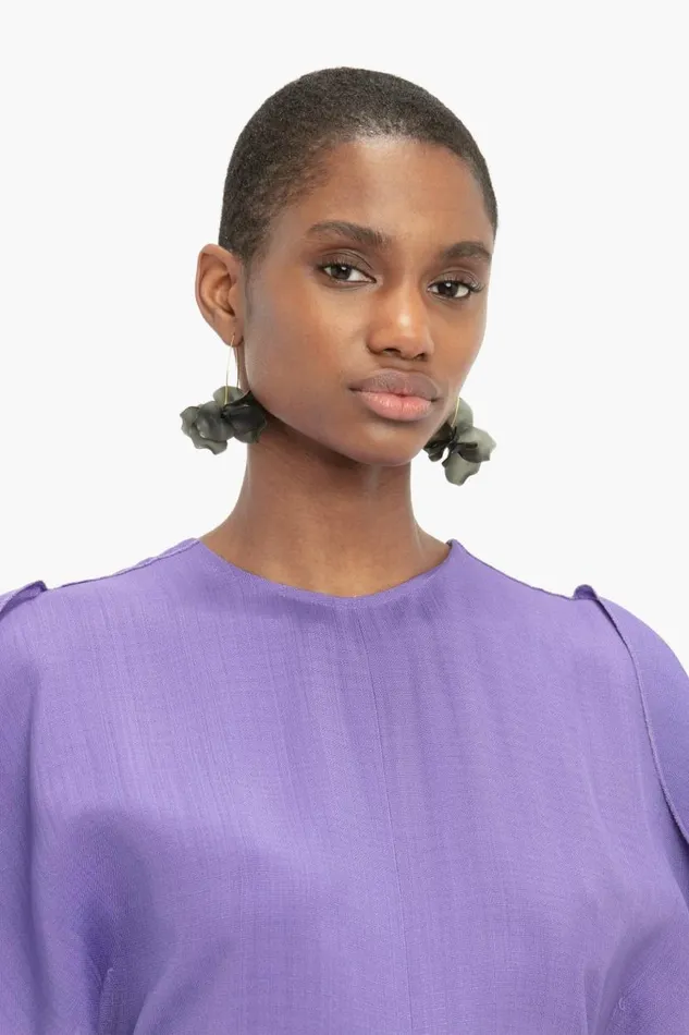 Women Dresses Victoria Beckham Gathered Waist Midi Dress In Violet