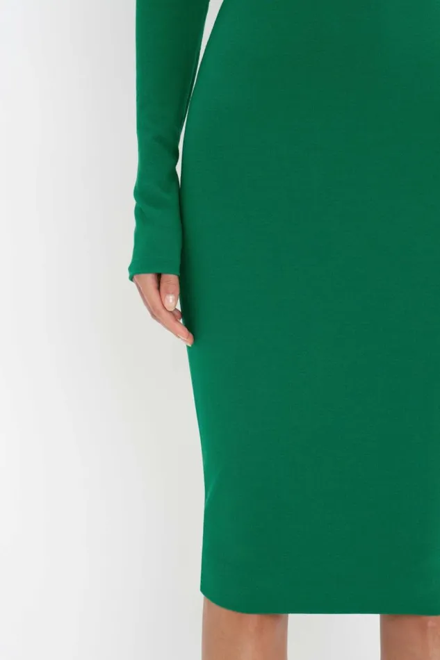 Women Dresses Victoria Beckham Long Sleeve TShirt Fitted Dress In Emerald