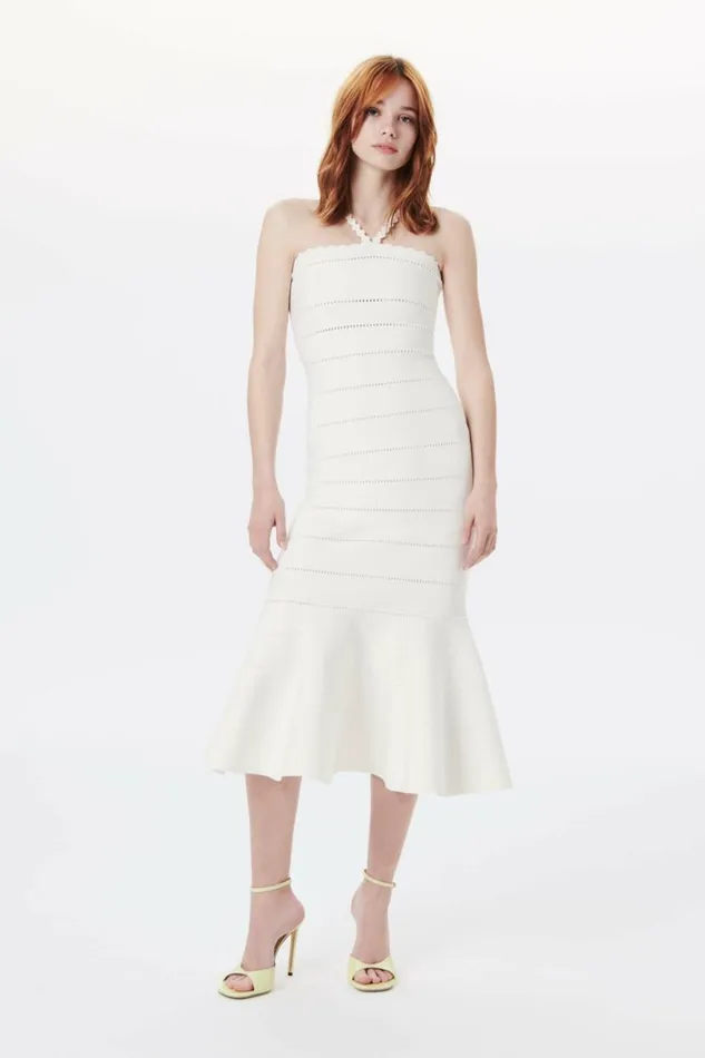 Women Dresses Victoria Beckham Scalloped Strap Flare Dress In White
