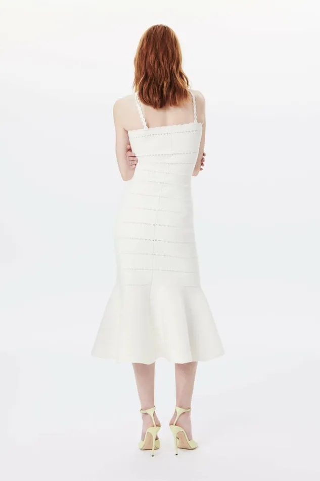 Women Dresses Victoria Beckham Scalloped Strap Flare Dress In White