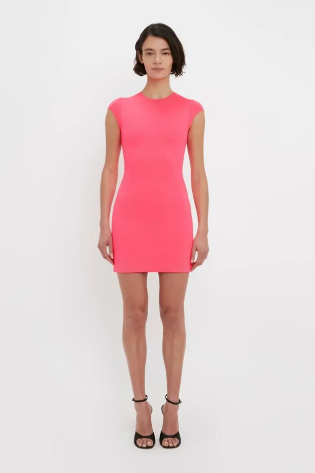 Women Dresses Victoria Beckham VB Body Compact Cap Sleeve Mini Dress In Pink