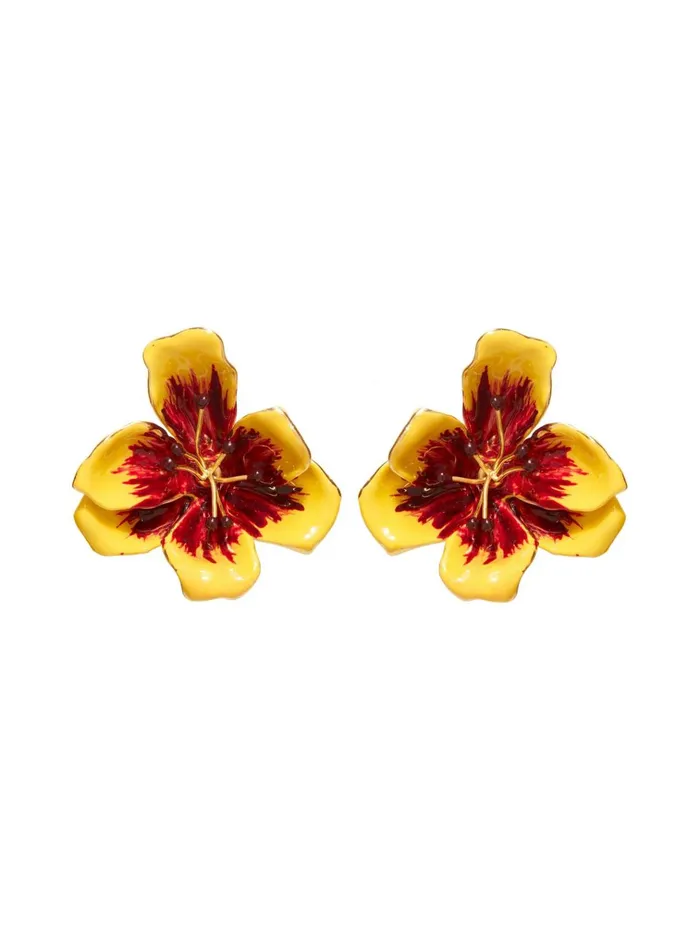 Women Earrings Oscar De La Renta Tulip Enameled Earrings Yellow