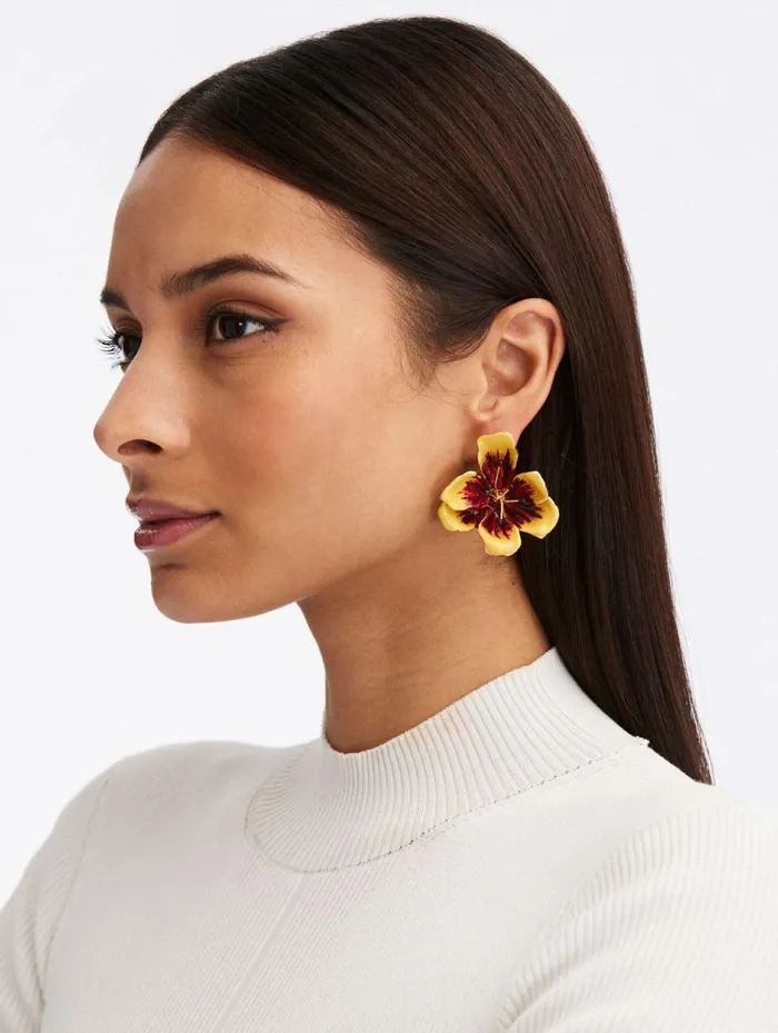 Women Earrings Oscar De La Renta Tulip Enameled Earrings Yellow Women Earrings Oscar De La Renta Tulip Enameled Earrings Yellow