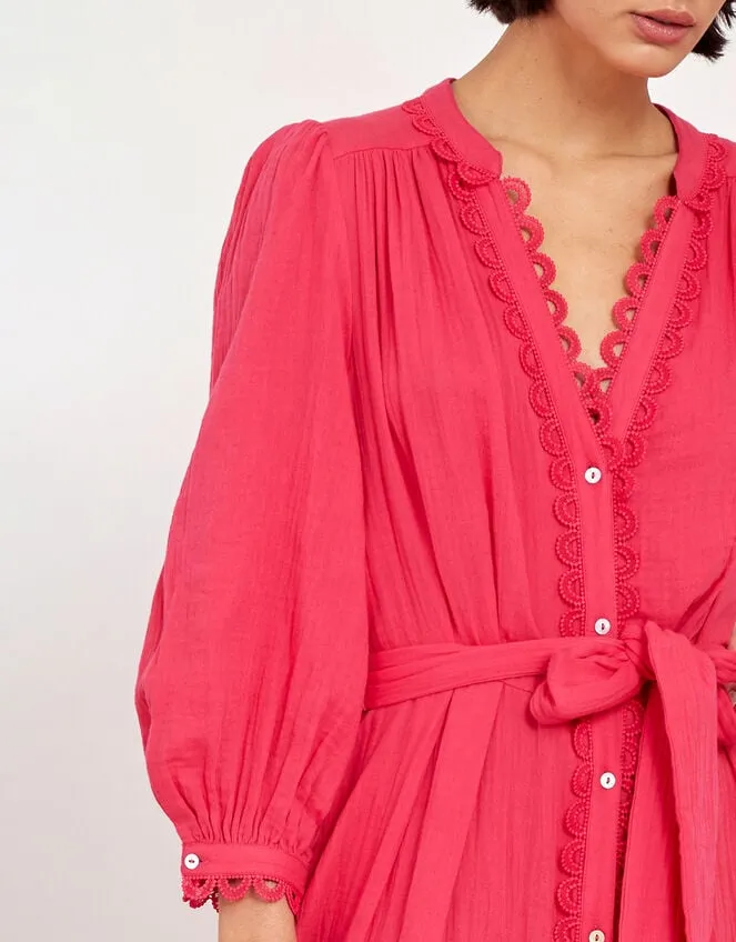 Women East Tie Waist Tiered Dress Pink Monsoon Dresses