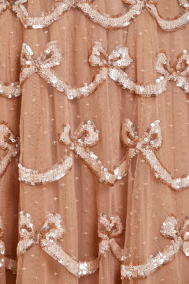 Women Embellished Dresses Needle and Thread Bow Sequin Strapless Gown Beige Women Embellished Dresses Needle and Thread Bow Sequin Strapless Gown Beige