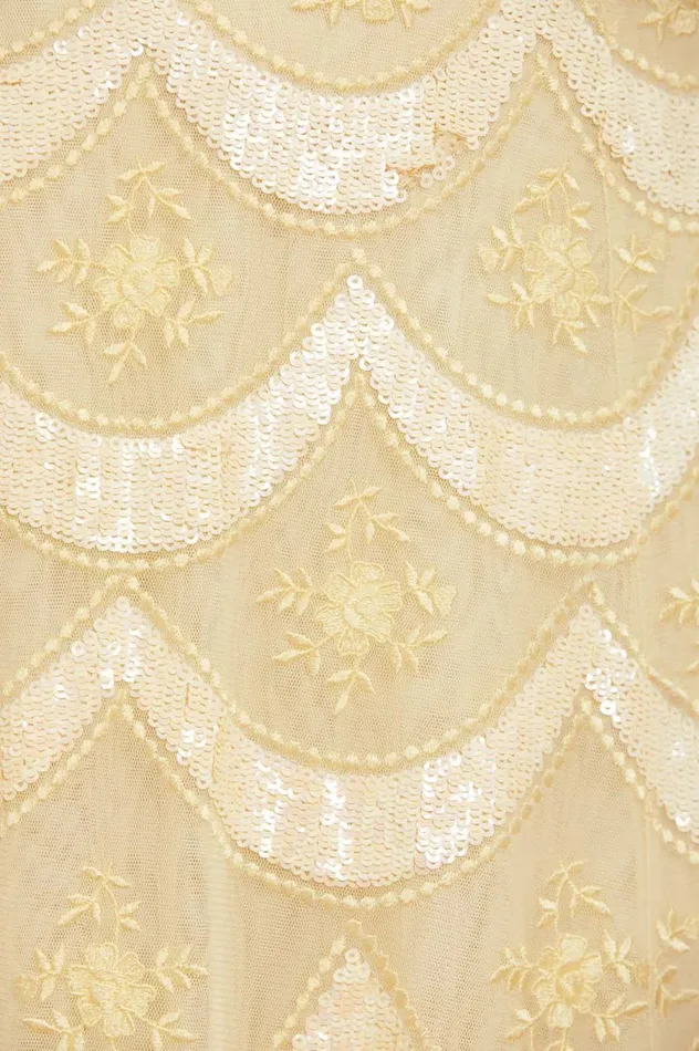 Women Embellished Dresses Needle and Thread Fifi Long Sleeve Ankle Gown Yellow