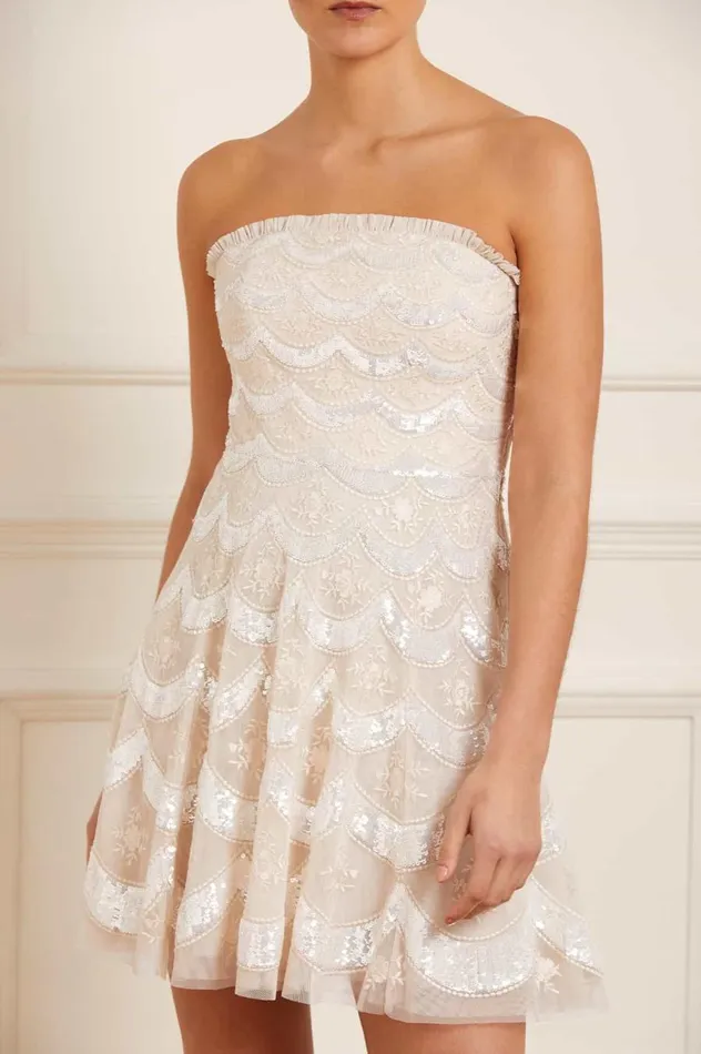 Women Embellished Dresses Needle and Thread Fifi Strapless Micro Mini Dress Champagne