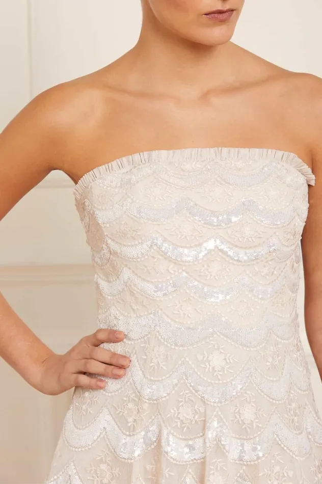 Women Embellished Dresses Needle and Thread Fifi Strapless Micro Mini Dress Champagne