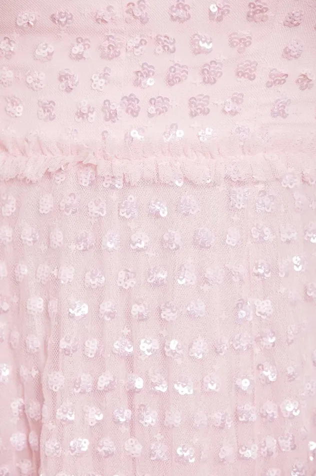 Women Embellished Dresses Needle and Thread Grace Gloss OffShoulder Ankle Gown Pink