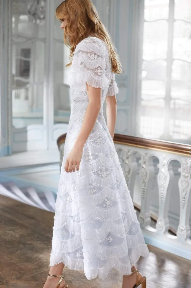 Women Embellished Dresses Needle and Thread Lunette Blossom Ankle Gown Blue