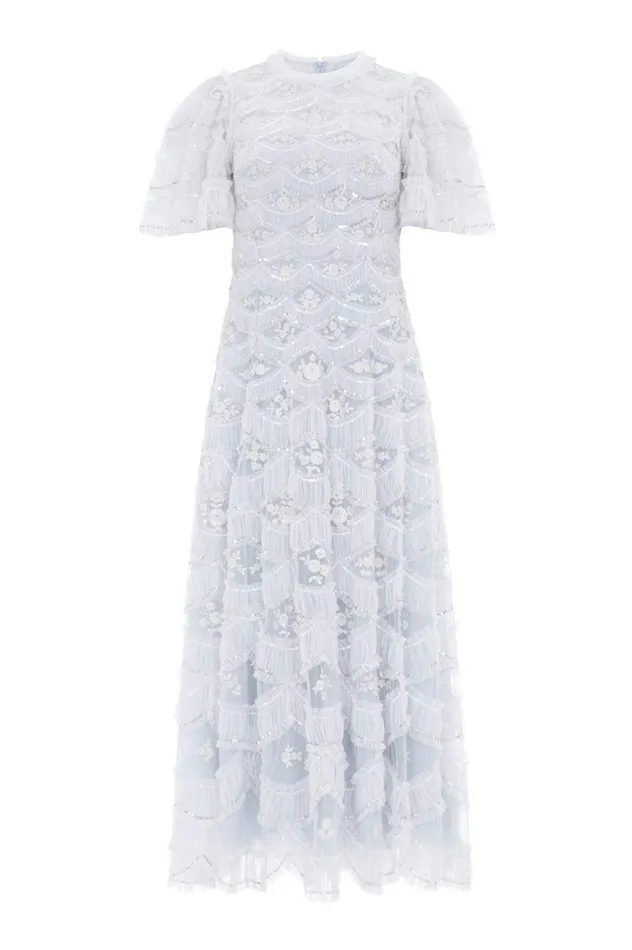 Women Embellished Dresses Needle and Thread Lunette Blossom Ankle Gown Blue