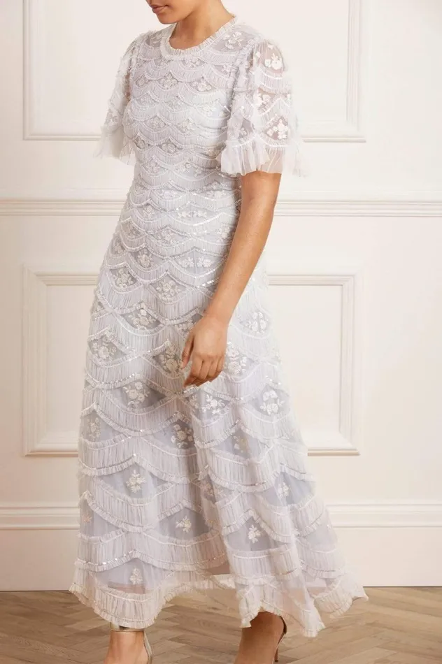 Women Embellished Dresses Needle and Thread Lunette Blossom Ankle Gown Blue