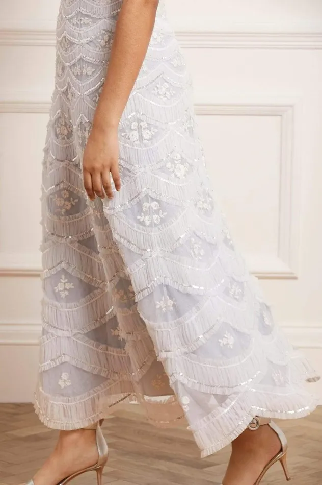Women Embellished Dresses Needle and Thread Lunette Blossom Ankle Gown Blue