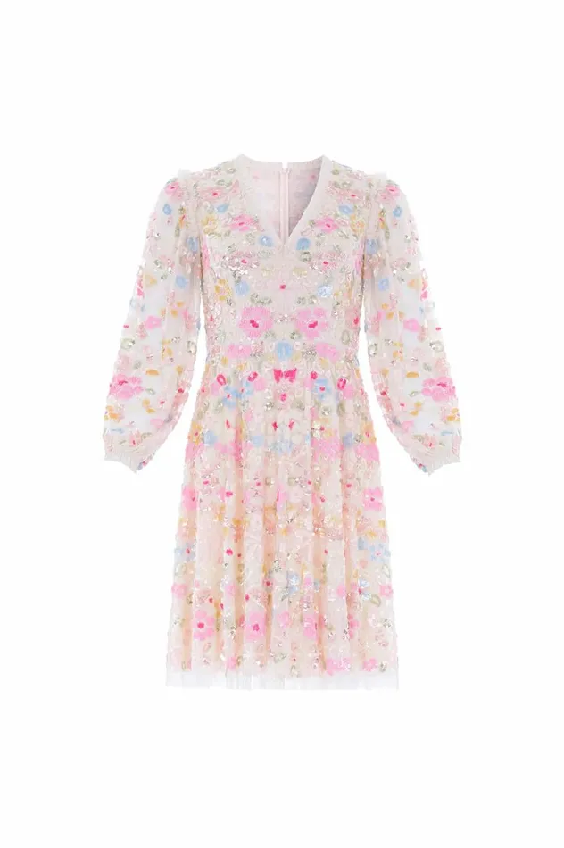 Women Embellished Dresses Needle and Thread Shimmer Fairytale VNeck Mini Dress Champagne Women Embellished Dresses Needle and Thread Shimmer Fairytale VNeck Mini Dress Champagne