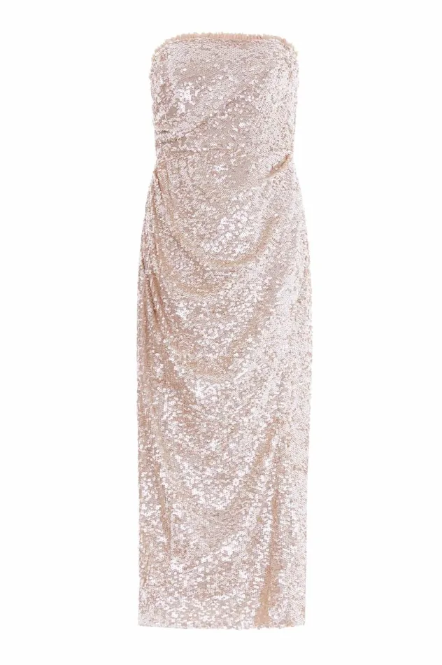 Women Embellished Dresses Needle and Thread Stellar Gloss Strapless Ankle Gown Gold Women Embellished Dresses Needle and Thread Stellar Gloss Strapless Ankle Gown Gold