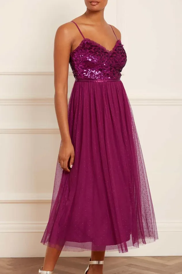 Women Embellished Dresses Needle and Thread Tempest Bodice Cami Ballerina Dress Purple