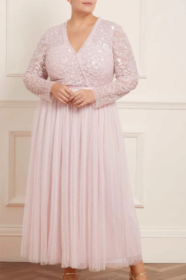 Women Embellished Dresses Needle and Thread Tempest Bodice VNeck Ankle Gown Pink