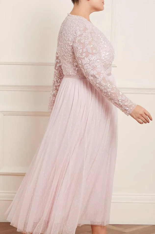 Women Embellished Dresses Needle and Thread Tempest Bodice VNeck Ankle Gown Pink