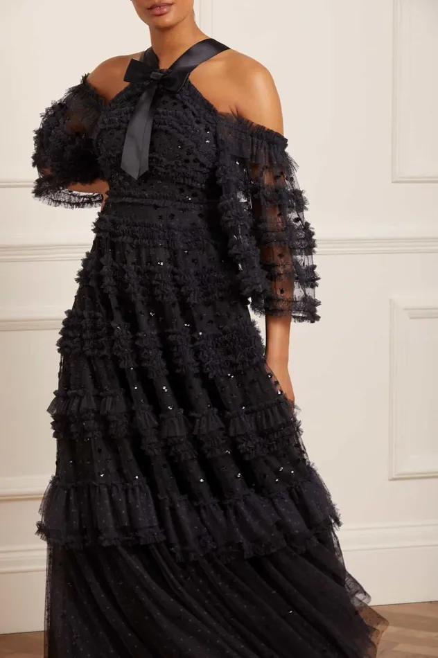 Women Embellished Dresses Needle and Thread Vivian Off Shoulder Gown Black Women Embellished Dresses Needle and Thread Vivian Off Shoulder Gown Black