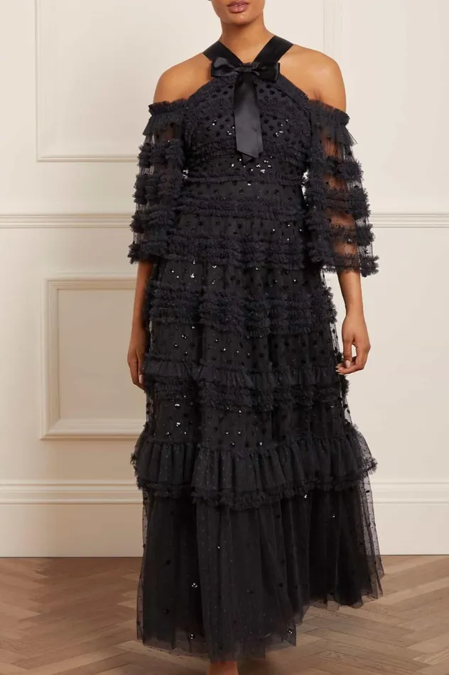 Women Embellished Dresses Needle and Thread Vivian Off Shoulder Gown Black Women Embellished Dresses Needle and Thread Vivian Off Shoulder Gown Black