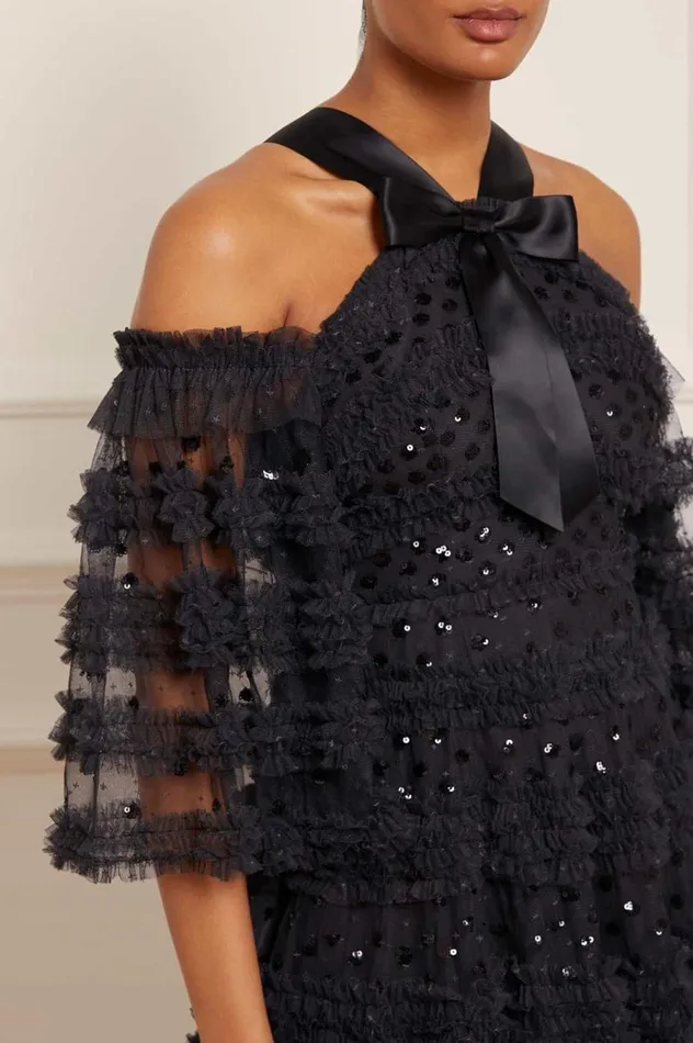 Women Embellished Dresses Needle and Thread Vivian Off Shoulder Gown Black Women Embellished Dresses Needle and Thread Vivian Off Shoulder Gown Black