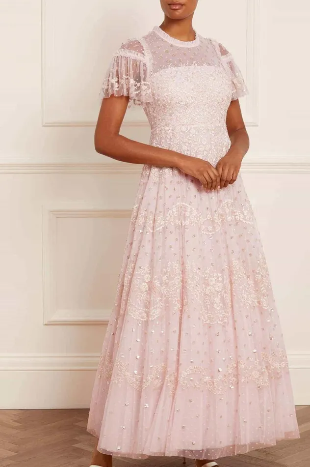 Women Embroidered Dresses Needle and Thread Beatrice Gown Pink