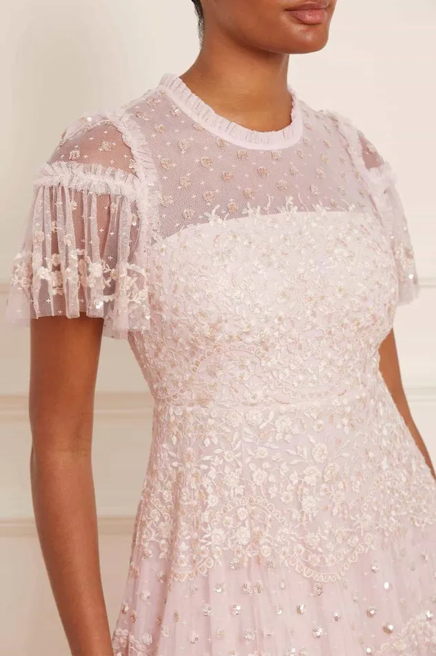 Women Embroidered Dresses Needle and Thread Beatrice Gown Pink