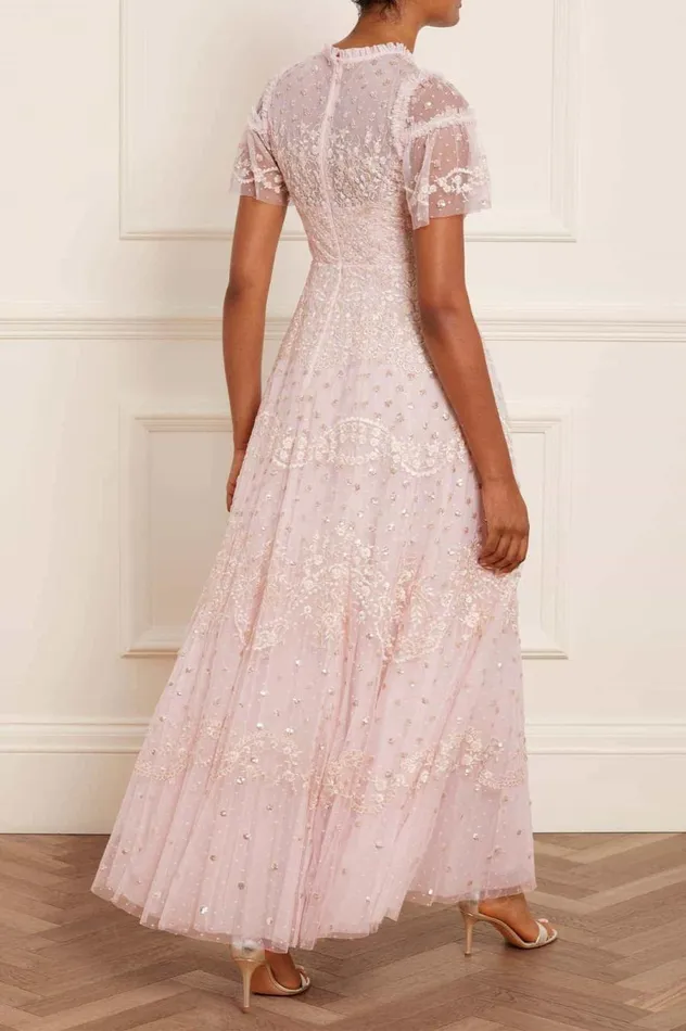 Women Embroidered Dresses Needle and Thread Beatrice Gown Pink