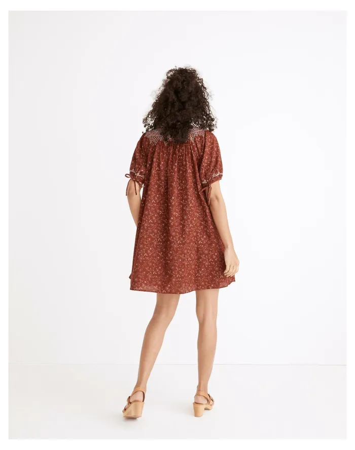 Women Embroidered Puff Sleeve Babydoll Dress In Dotted Vines Rusted Burgundy Madewell Dresses Women Embroidered Puff Sleeve Babydoll Dress In Dotted Vines Rusted Burgundy Madewell Dresses